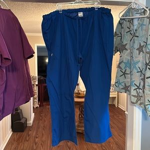 Royal blue drawstring, scrub pants, 4X, cargo pocket